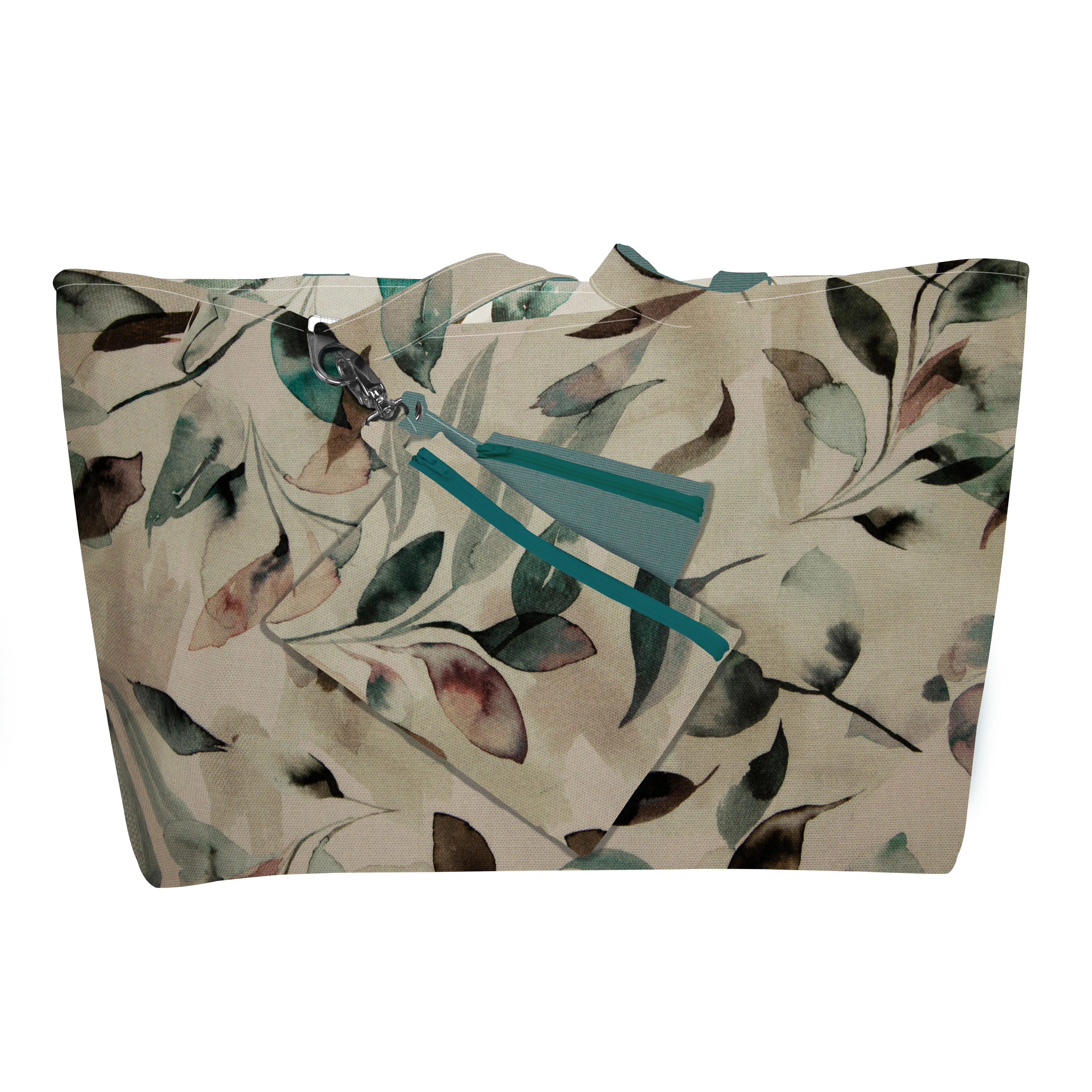 Pakket tas Eline beige met blaadjes